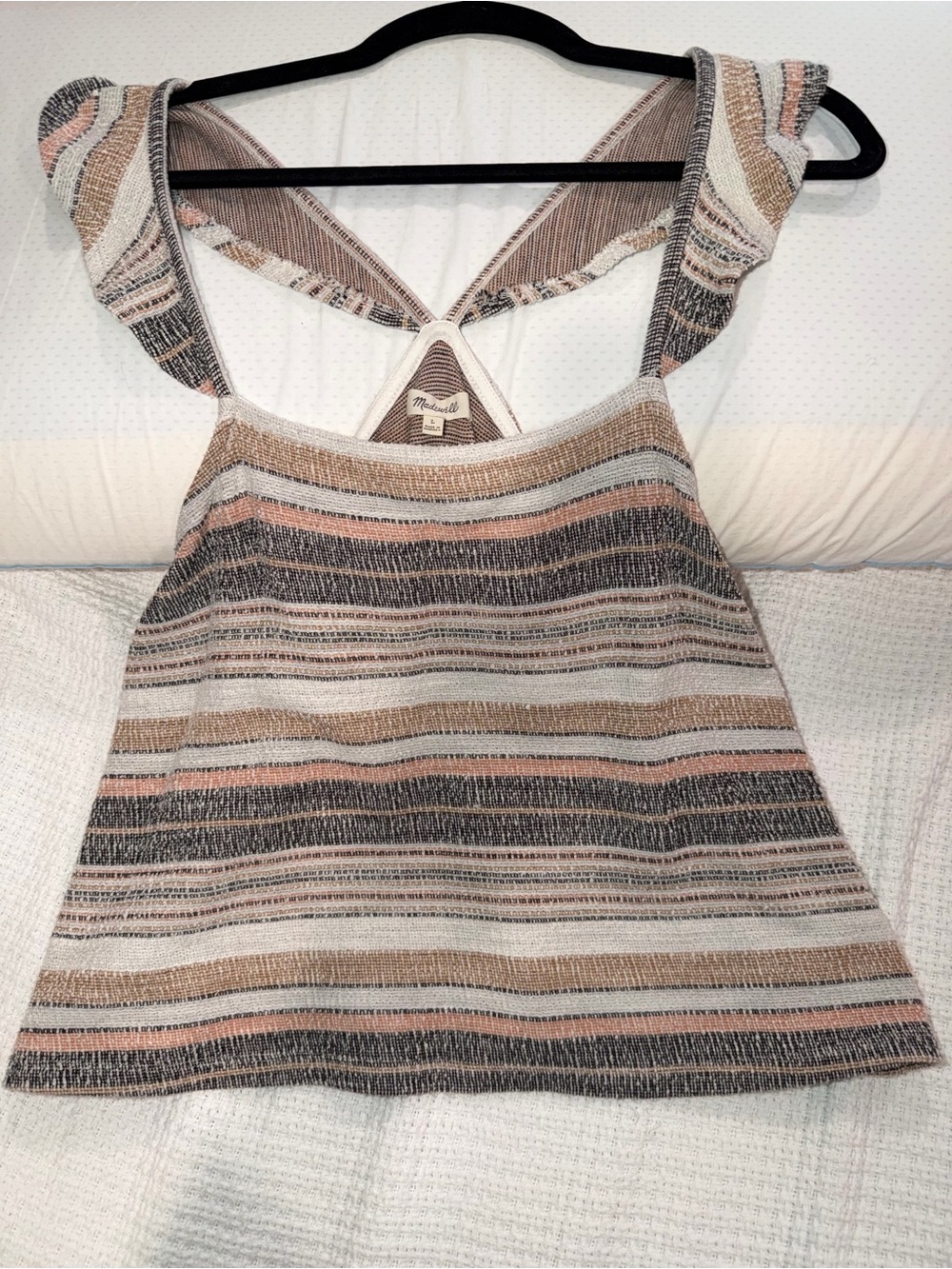Madewell Striped Knit Tank Top - Beige, Pink, Black
